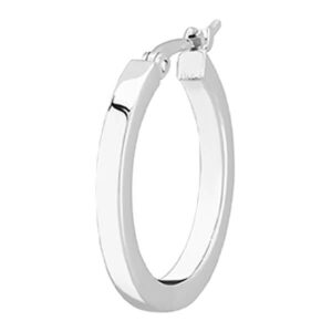 18mm White gold hoop earrings with latch back