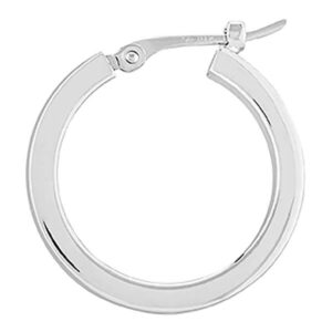 18mm White gold hoop earrings with latch back