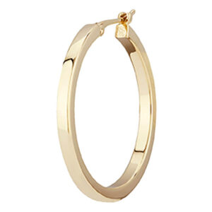 25mm Gold square tube hoop earrings with latch back