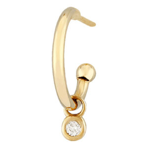 Gold hoop earrings with dangling diamond accent