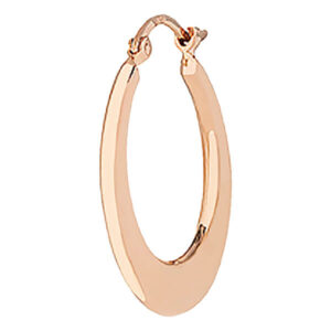 Tapered rose gold hoop earrings with latch back