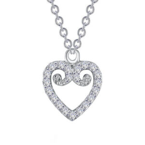 Fancey heart necklace with simulated diamonds