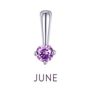 Lafonn's Birthstone Love Charm, featuring a simulated Alexandrite in sterling silver bonded with platinum.