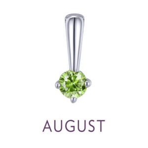 Lafonn's Birthstone Love Charm, featuring a simulated Peridot in sterling silver bonded with platinum.