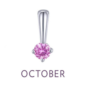 Lafonn's Birthstone Love Charm, featuring a simulated Tourmaline in sterling silver bonded with platinum.