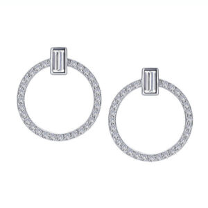 Simulated Diamonds Silver Circle Earrings