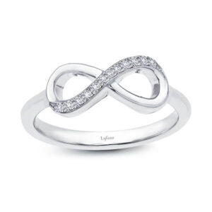 Infinity ring is set with Lafonn's signature Lassaire simulated diamonds in sterling silver bonded with platinum.