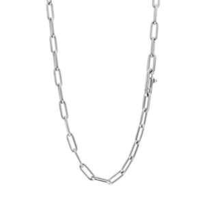 Platinum plated silver oval link necklace