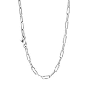 Platinum plated silver oval link necklace