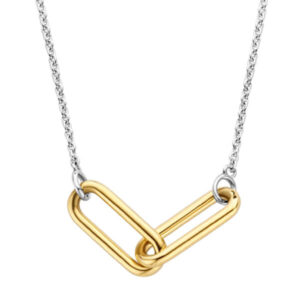 TI SENTO gold-plated silver necklace with two connected links.