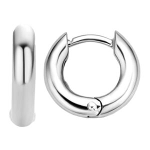 14mm Platinum-plated hoop earrings with hinge back