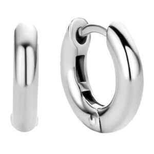 14mm Platinum-plated hoop earrings with hinge back