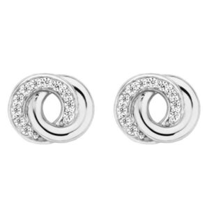 TI SENTO Sterling silver Platinum-plated cubic zirconia set earrings.