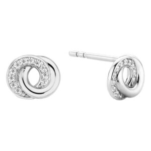 TI SENTO Sterling silver Platinum-plated cubic zirconia set earrings.