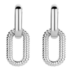 TI SENTO Silver twisted chain link earrings