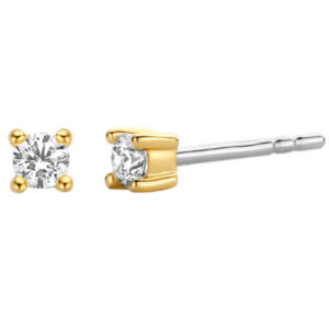 TI SENTO Sterling silver white cubic zirconia handset in gold-plated prong settings.