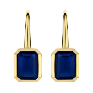 TI SENTO gold-plated earrings with a blue stone handset in a gold-plated setting.