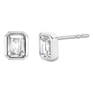 TI SENTO silver stud earrings with white cubic zirconia stones handset in a silver setting.