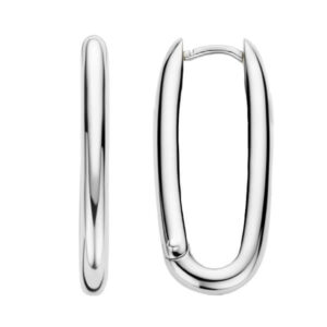 28mm Platinum-plated oval hoop earrings with hinge back