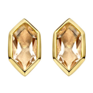TI SENTO gold-plated studs with a pink stones set in a geometric settings
