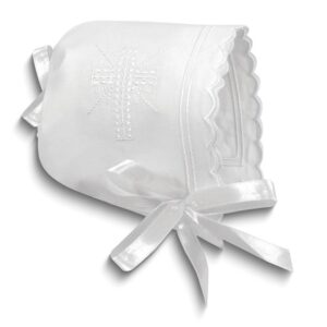 White Scalloped Edge Embroidered Cross Bonnet Becomes Wedding Hankie
