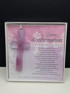 Made Like You Girl Confirmation Pink Cross with Ribbon