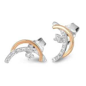 German designed freeform post earrings with brilliant cut diamond melee 