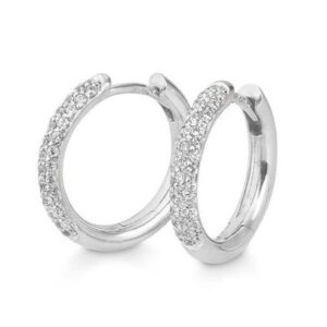 German designed diamond hoop earrings set with brilliant cut diamond melee