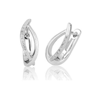 German designed huggie style earrings set with natural brilliant cut diamond melee