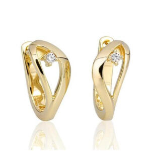 German designed huggie style hoop earrings set with natural brilliant cut diamond melee 