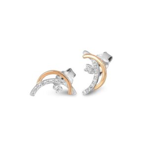 German designed freeform post earrings with brilliant cut diamond melee 