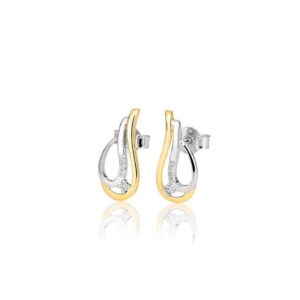 German designed post style freeform earring set with natural brilliant cut diamond melee 