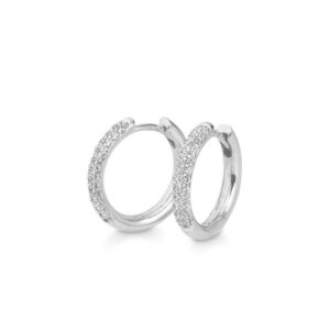 German designed diamond hoop earrings set with brilliant cut diamond melee