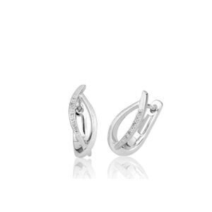 German designed huggie style earrings set with natural brilliant cut diamond melee