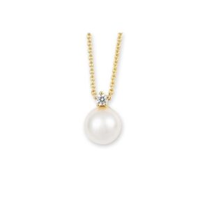German designed white pearl and diamond pendant 