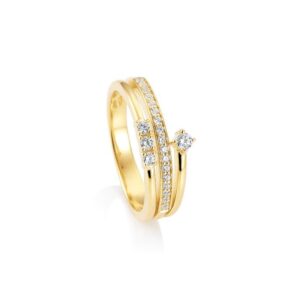 yellow gold fashion ring set with natural brilliant cut diamonds