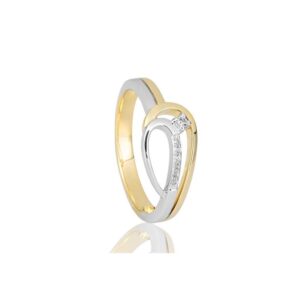 German designed two tone fashion ring set with natural brilliant cut diamond melee 