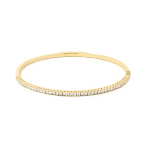 yellow gold bangle style bracelet set with 1.00ct tw of natural diamond melee 