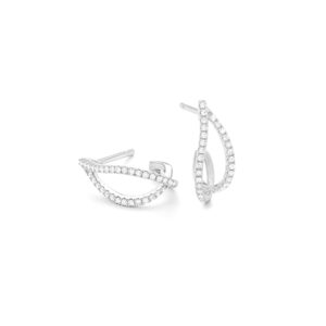 white gold post style earrings set with .25ct tw of natural brilliant cut diamond melee 