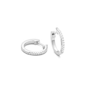 Hoop earrings with locking mechanisms set with .20ct tw of natural brilliant cut diamond melee 