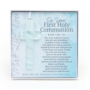 Made Like You-First Holy Communion Clear/Blue-Green Cross