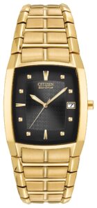 Gold stainless steel with black dial with luminous hands