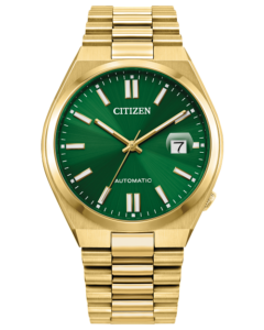 Automatic gold tone stainless steel with green dial