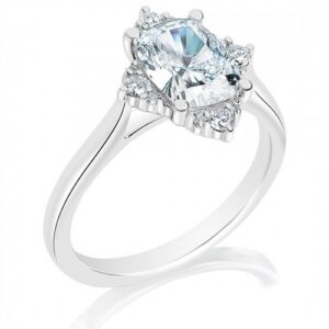 Cushion cut center diamond engagement ring and natural brilliant cut diamond melee 