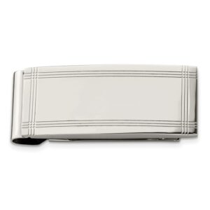 Chisel Stainless Steel Polished and Grooved Money Clip
