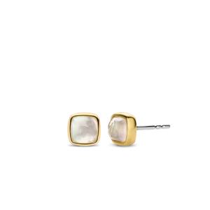 gold-plated silver earrings 7885MW feature two mother of pearl doublets handset in gold-plated settings