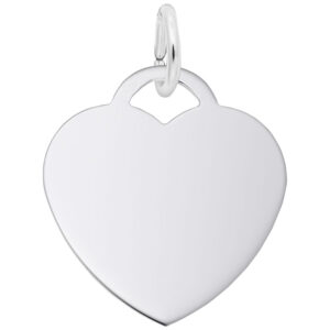 Engravable heart charm available in sterling silver, yellow gold plated, white gold and yellow gold 