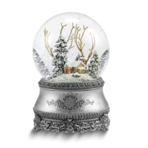 Glitter dome Musical (Plays I'll Be Home For Christmas) Cottage Water Globe