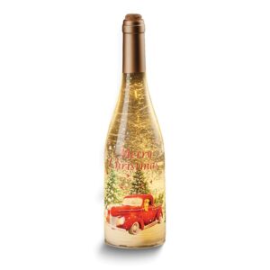 MERRY CHRISTMAS Plastic Christmas Scene Wine Bottle
