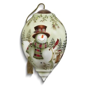 Neqwa Art Frosty Friends by Emma Leach Hand-painted Glass Ornament